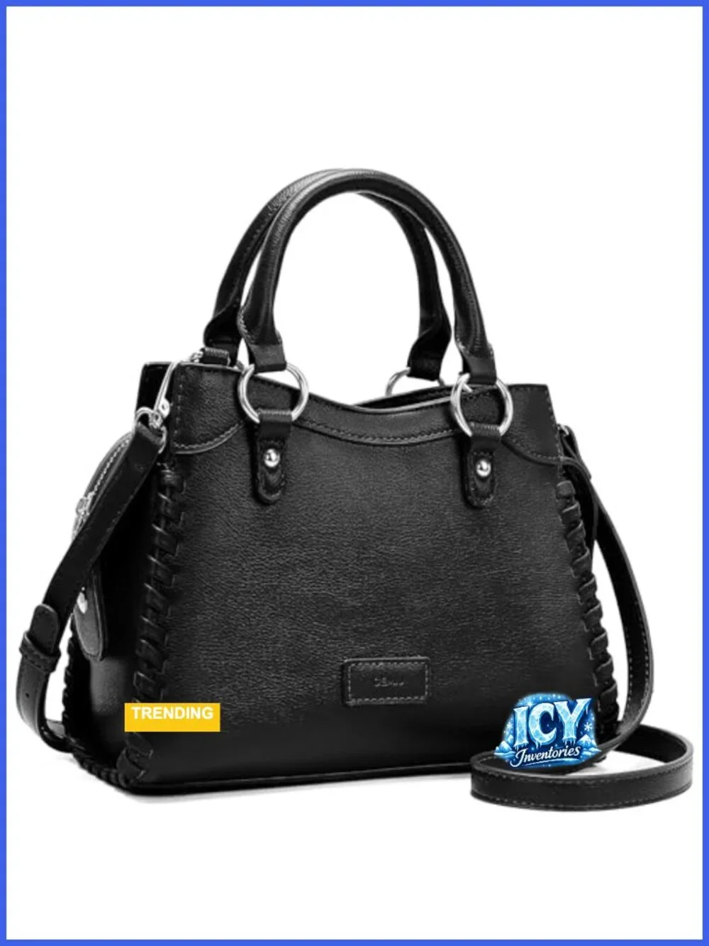 Studded Satchel Bag Crossbody Purse with Detachable Strap